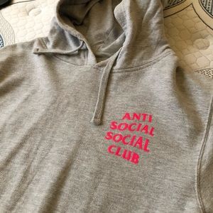 Anti social social club hoodie grey and pink
